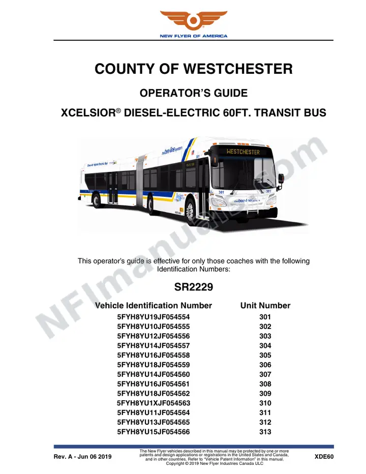 New Flyer XDE60 Manual Package - County of Westchester included manual preview