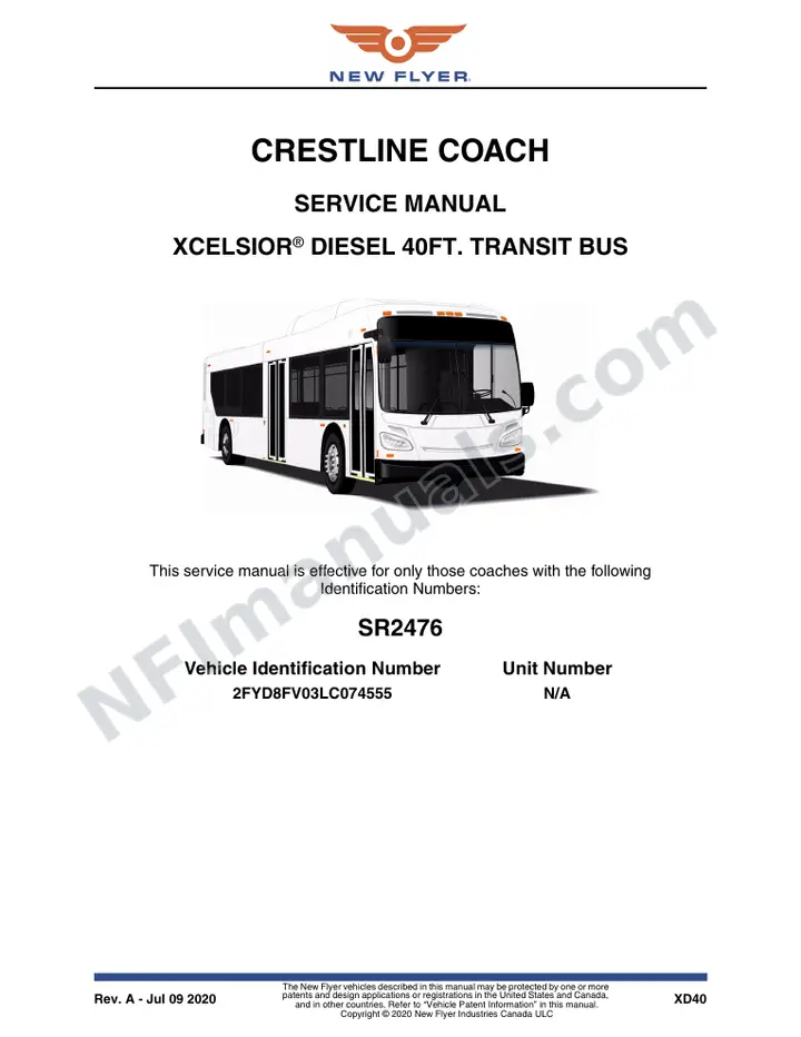 SR2476 Service Manual, Crestline Coach first-page preview