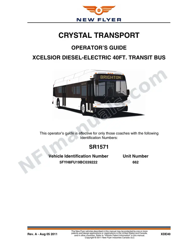 New Flyer XDE40 Manual Package - Crystal Transport included manual preview