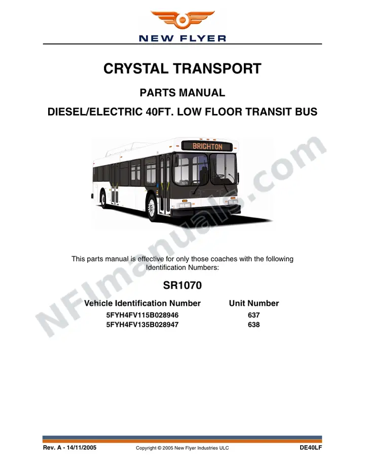 SR1070 Parts Manual, Crystal Transport first-page preview