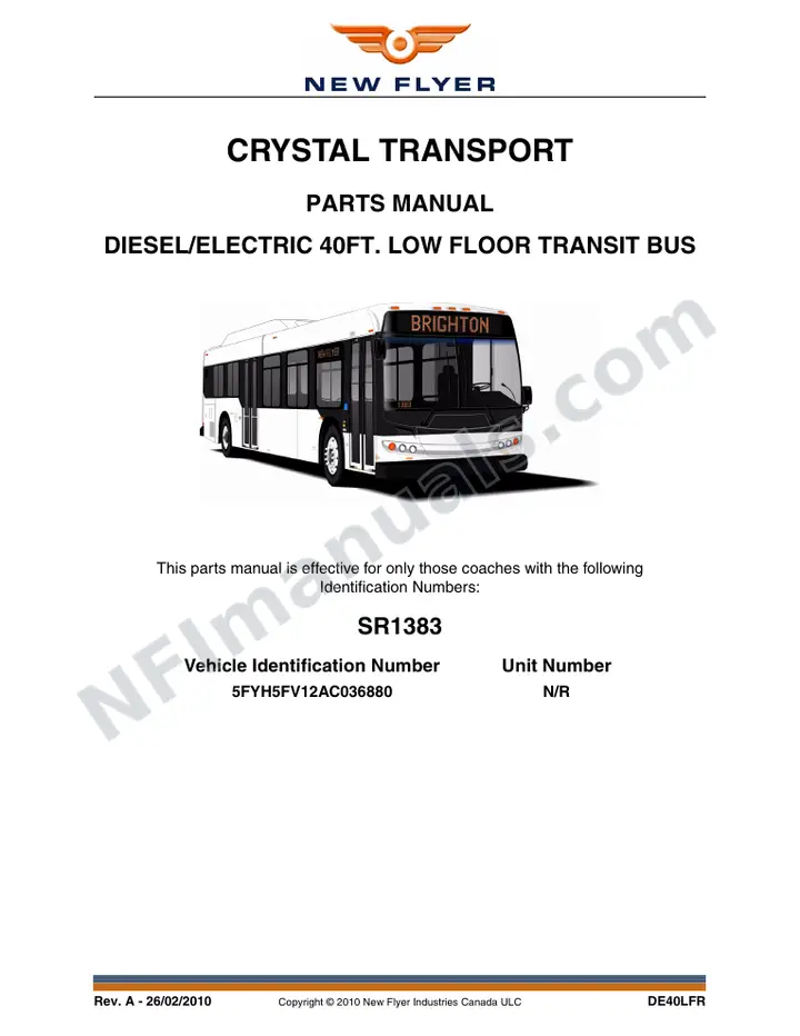 SR1383 Parts Manual, Crystal Transport first-page preview