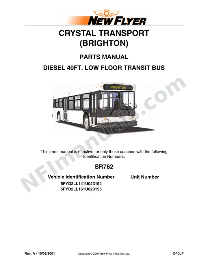 SR762 Parts Manual, Crystal Transport (Brighton) first-page preview
