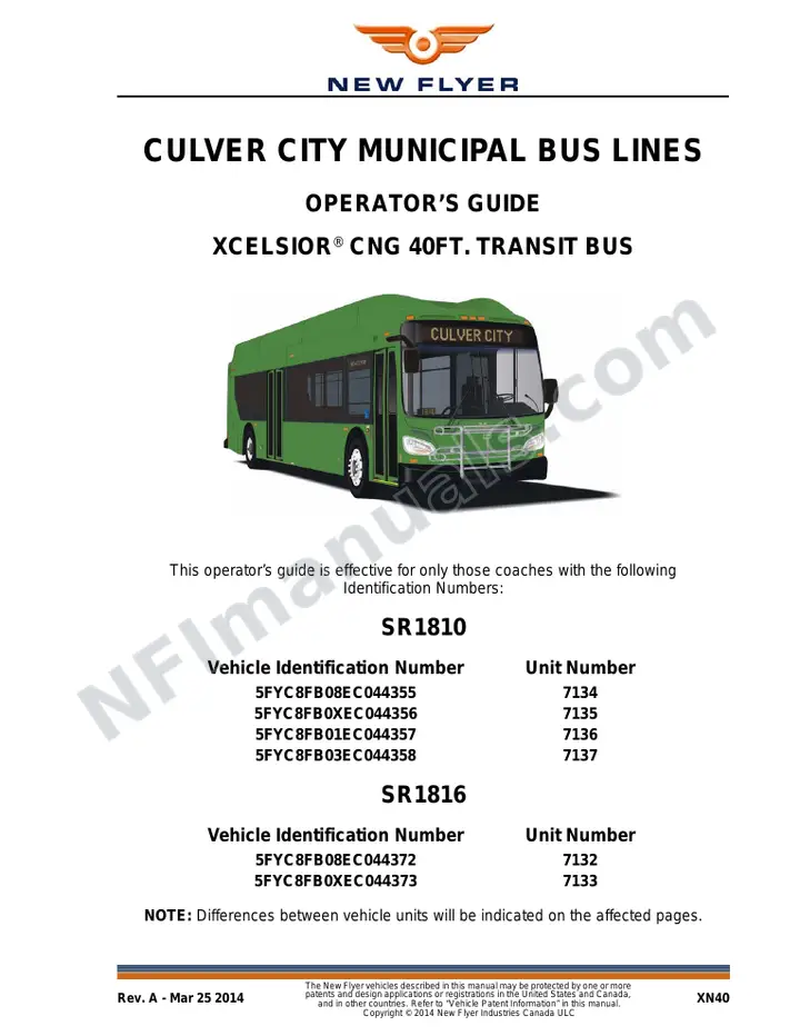 SR1810_1816 Operator's Guide, Culver City Municipal Bus Lines first-page preview
