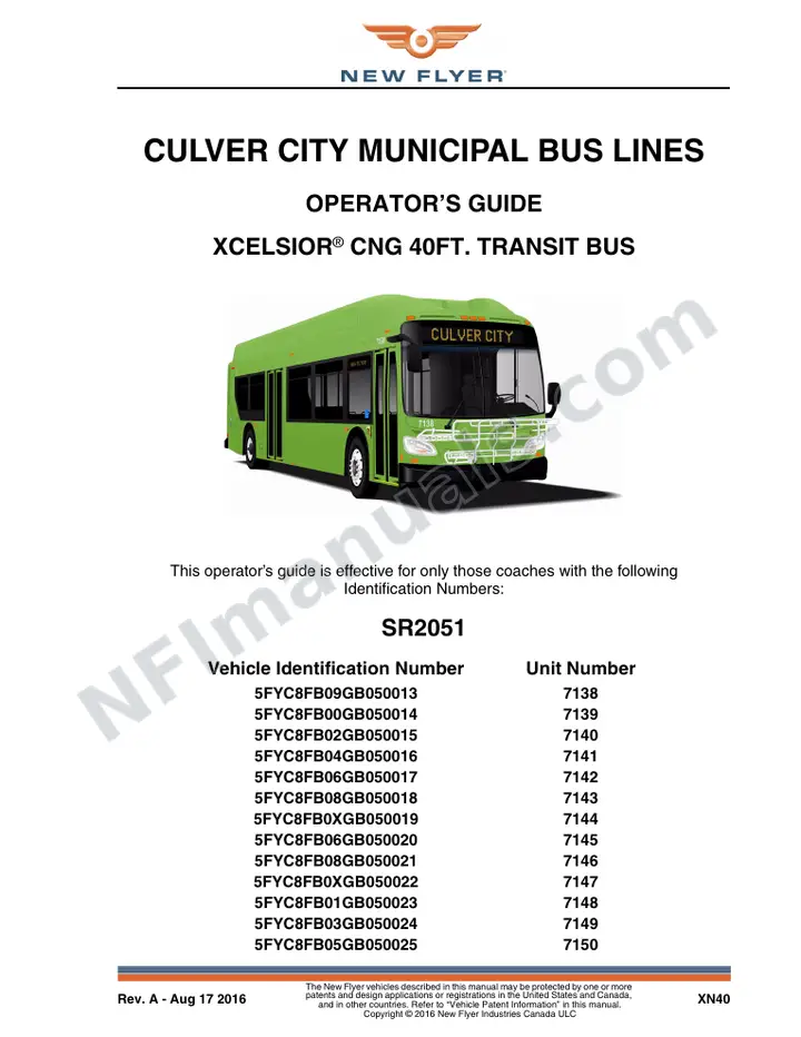 SR2051 Operator's Guide, Culver City Municipal Bus Lines first-page preview