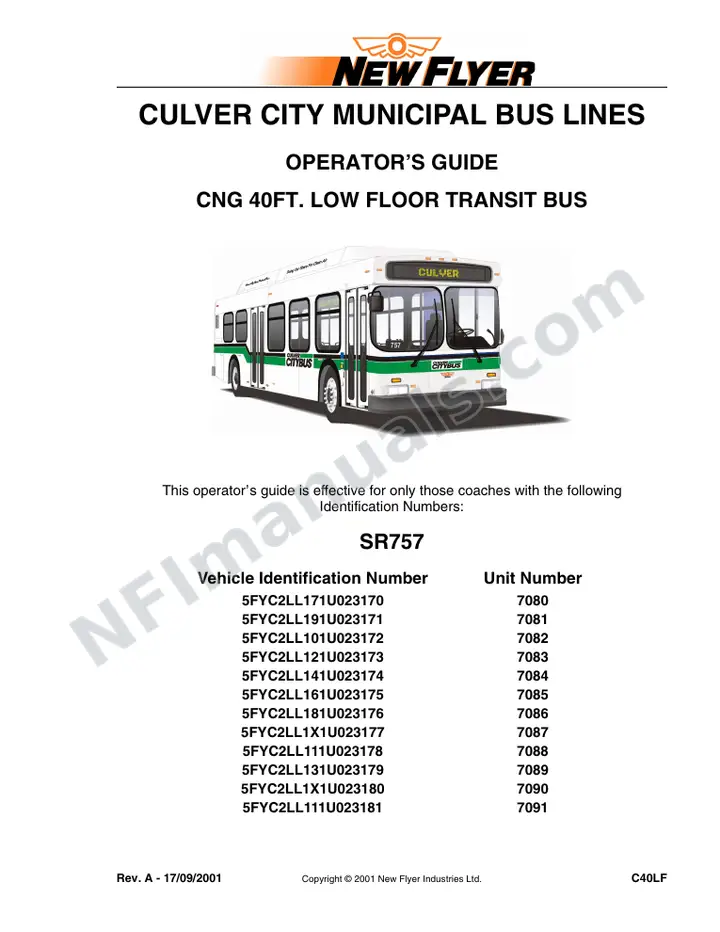 SR757 Operator's Guide, Culver City Municipal Bus Lines first-page preview