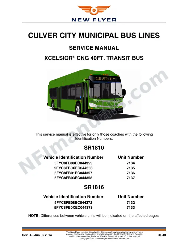 SR1810_1816 Service Manual, Culver City Municipal Bus Lines first-page preview