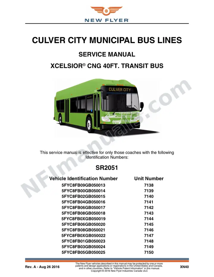 SR2051 Service Manual, Culver City Municipal Bus Lines first-page preview