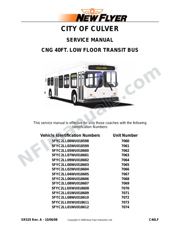 SR525 Service Manual, Culver City Municipal Bus Lines first-page preview