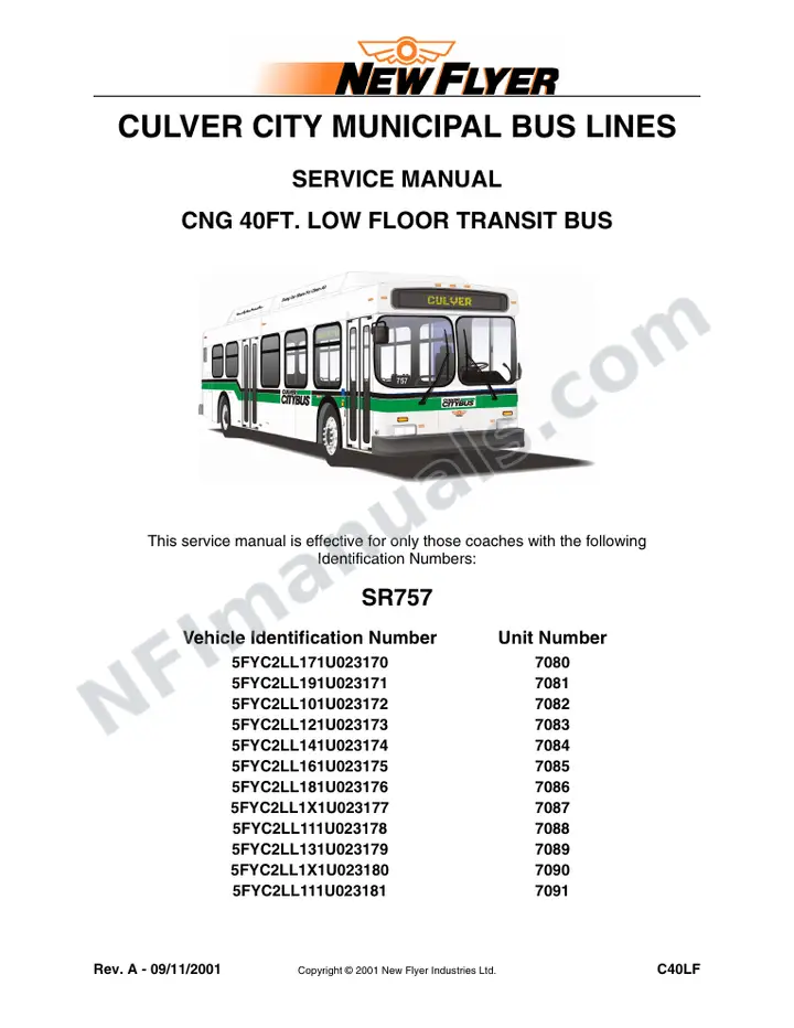 SR757 Service Manual, Culver City Municipal Bus Lines first-page preview