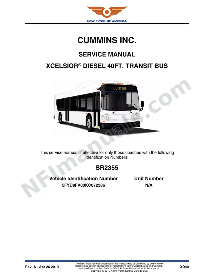 SR2355 Service Manual, Cummins Inc. first-page preview
