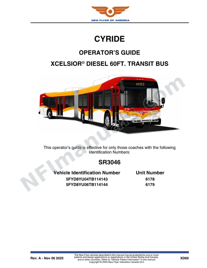New Flyer XD60 Manual Package - CyRide included manual preview