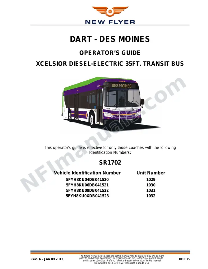 New Flyer XDE35 Manual Package - DART - Des Moines included manual preview