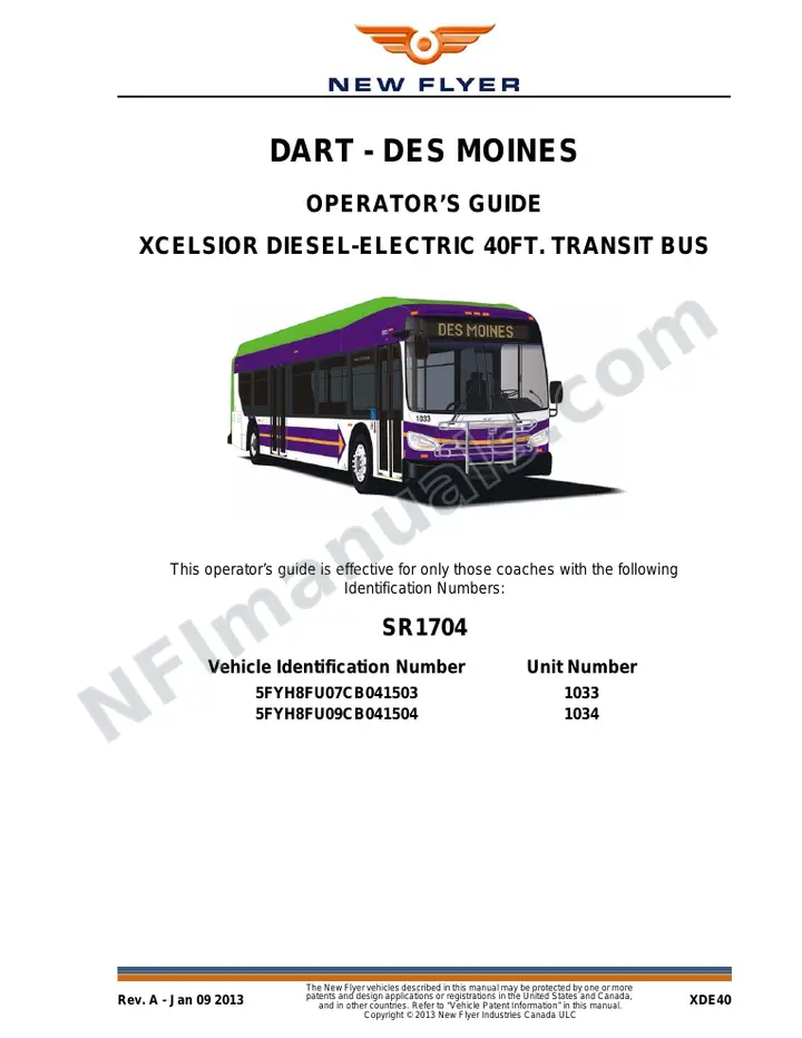 New Flyer XDE40 Manual Package - DART - Des Moines included manual preview