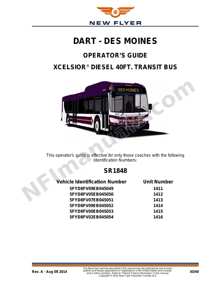 New Flyer XD40 Manual Package - DART - Des Moines included manual preview