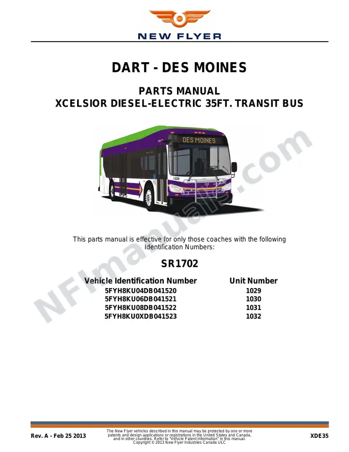 SR1702 Parts Manual, DART - Des Moines first-page preview