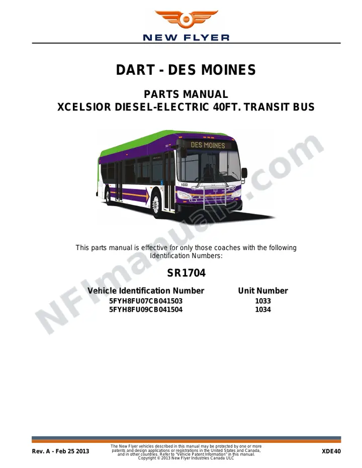 SR1704 Parts Manual, DART - Des Moines first-page preview