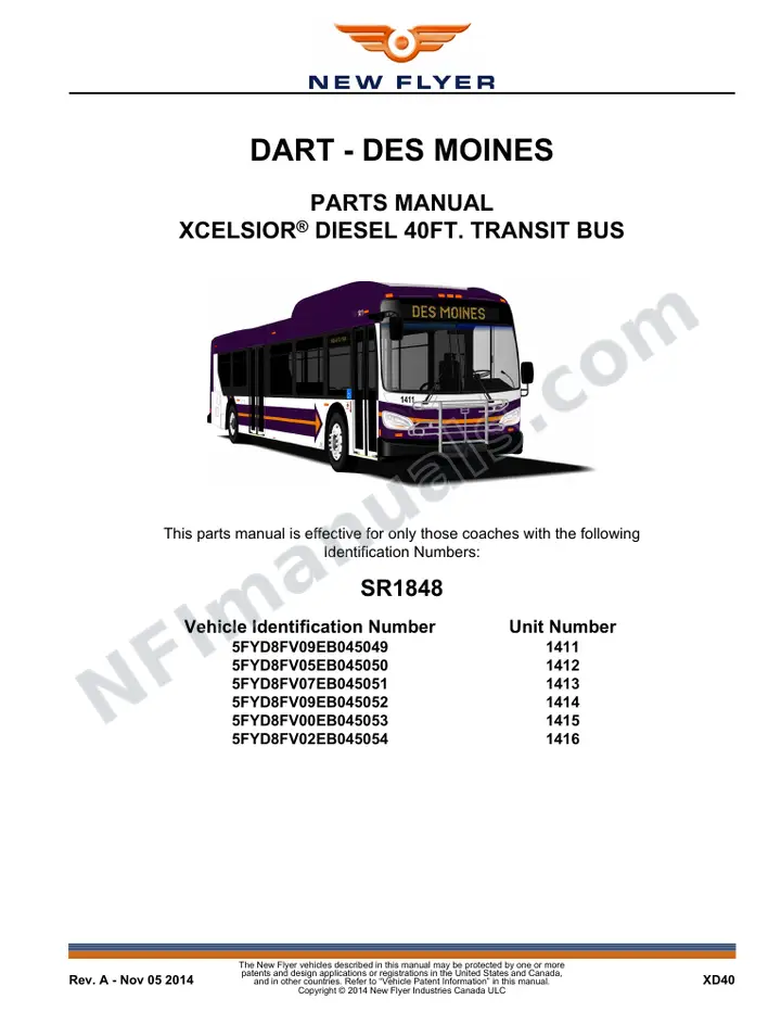 SR1848 Parts Manual, DART - DES MOINES first-page preview