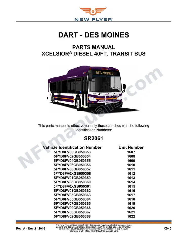 SR2061 Parts Manual, DART - Des Moines first-page preview