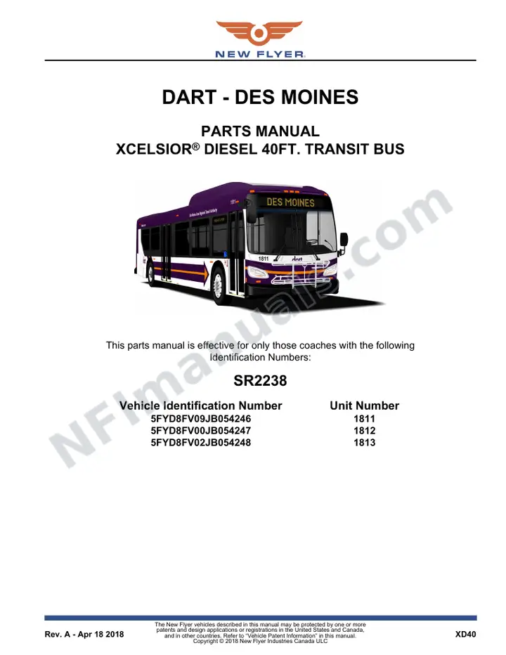 SR2238 Parts Manual, DART - Des Moines first-page preview