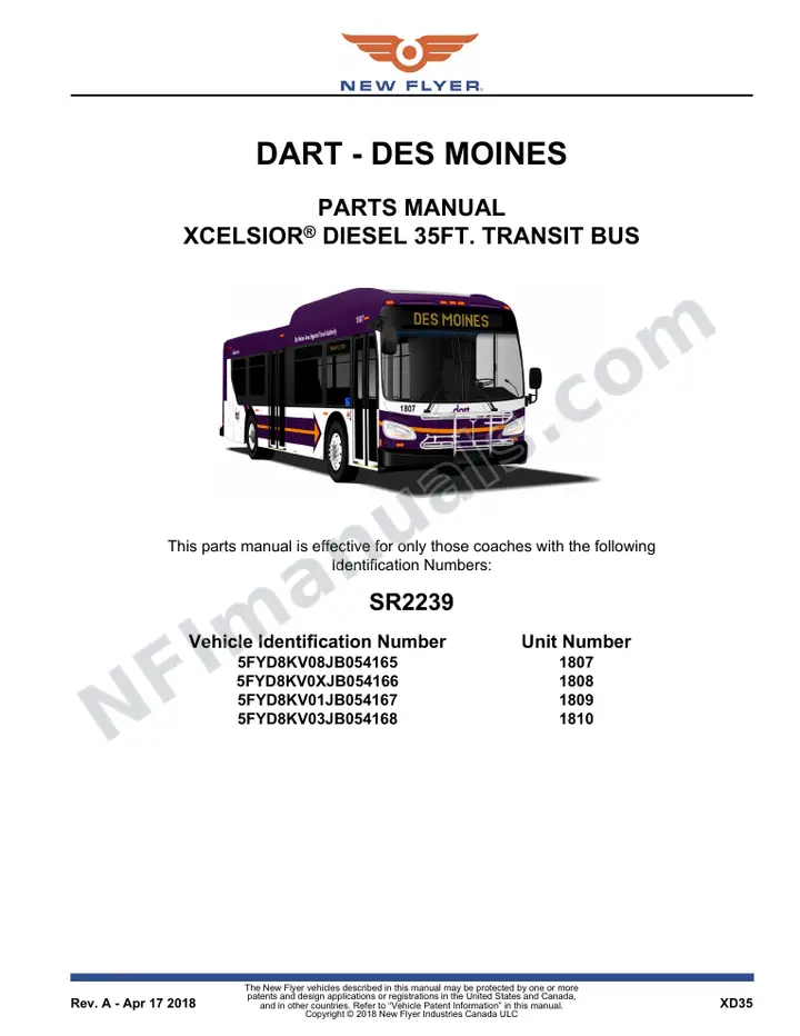SR2239 Parts Manual, DART - Des Moines first-page preview