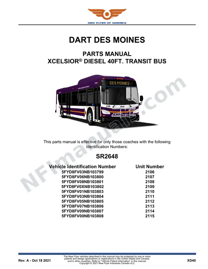 SR2648 Parts Manual, DART Des Moines first-page preview