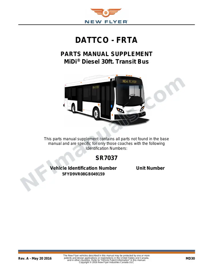 SR7037 Parts Manual, DATTCO - FRTA first-page preview