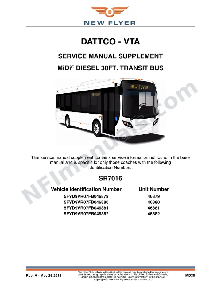 New Flyer MD30 Manual Package - DATTCO - VTA included manual preview