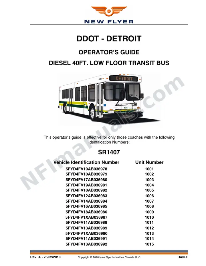 SR1407 Operator's Guide, DDOT - Detroit first-page preview