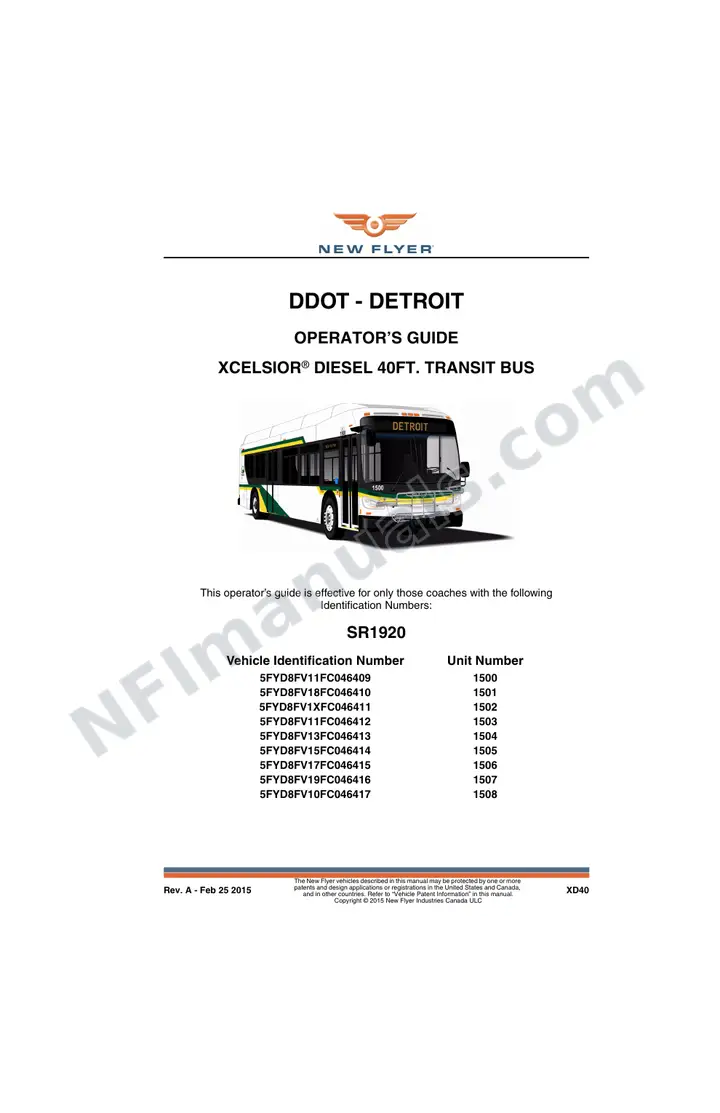 SR1920 Operator's Guide, DDOT - Detroit first-page preview