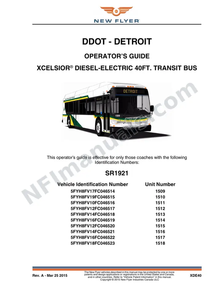 New Flyer XDE40 Manual Package - DDOT - Detroit included manual preview