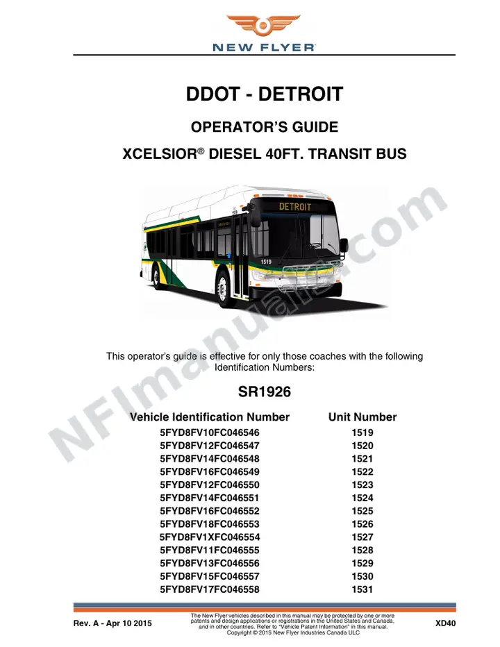 SR1926 Operator's Guide, DDOT - Detroit first-page preview