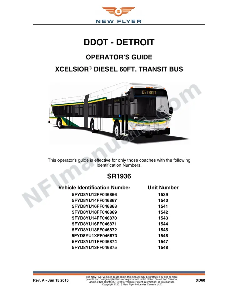 New Flyer XD60 Manual Package - DDOT - Detroit included manual preview