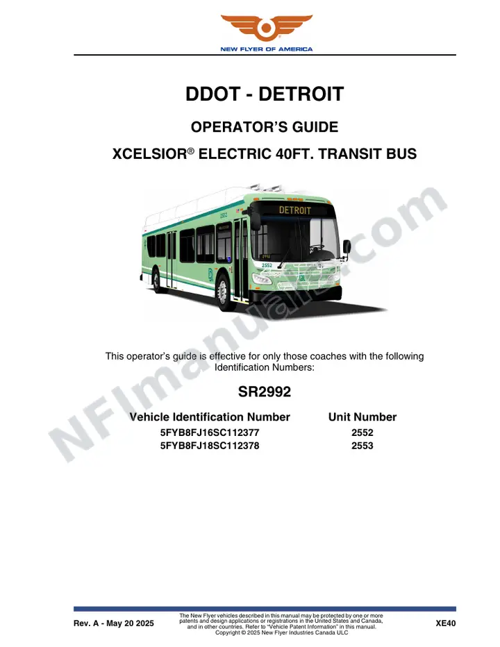 New Flyer XE40 Manual Package - DDOT - Detroit included manual preview