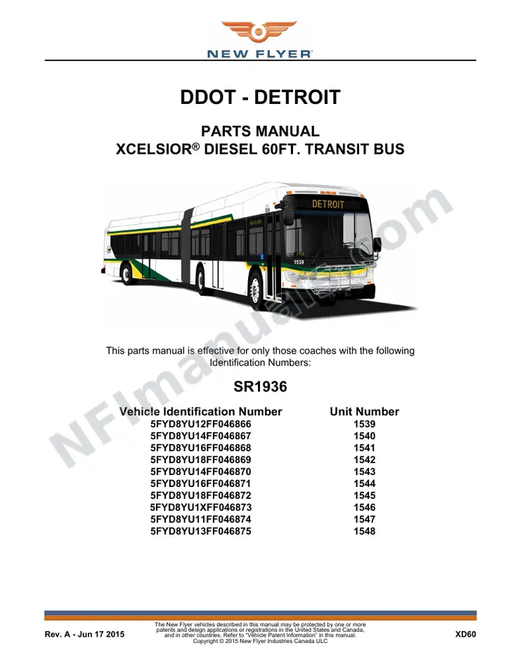 SR1936 Parts Manual, DDOT - Detroit first-page preview
