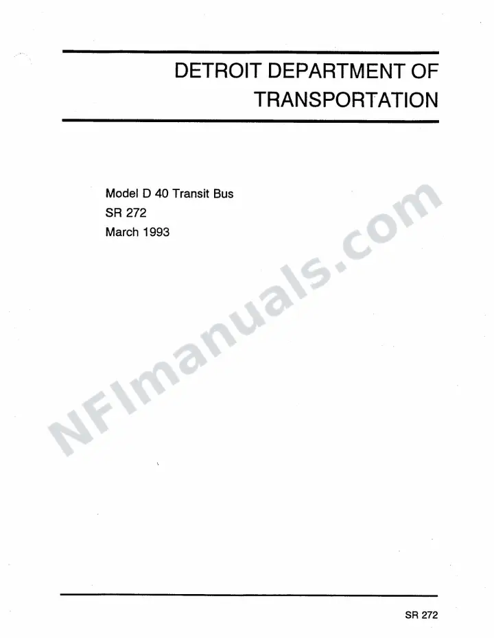 SR272 Parts Manual, Detroit Department of Transportation first-page preview