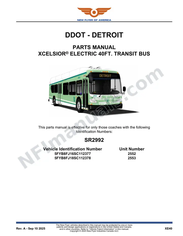 SR2992 Parts Manual, DDOT - Detroit first-page preview