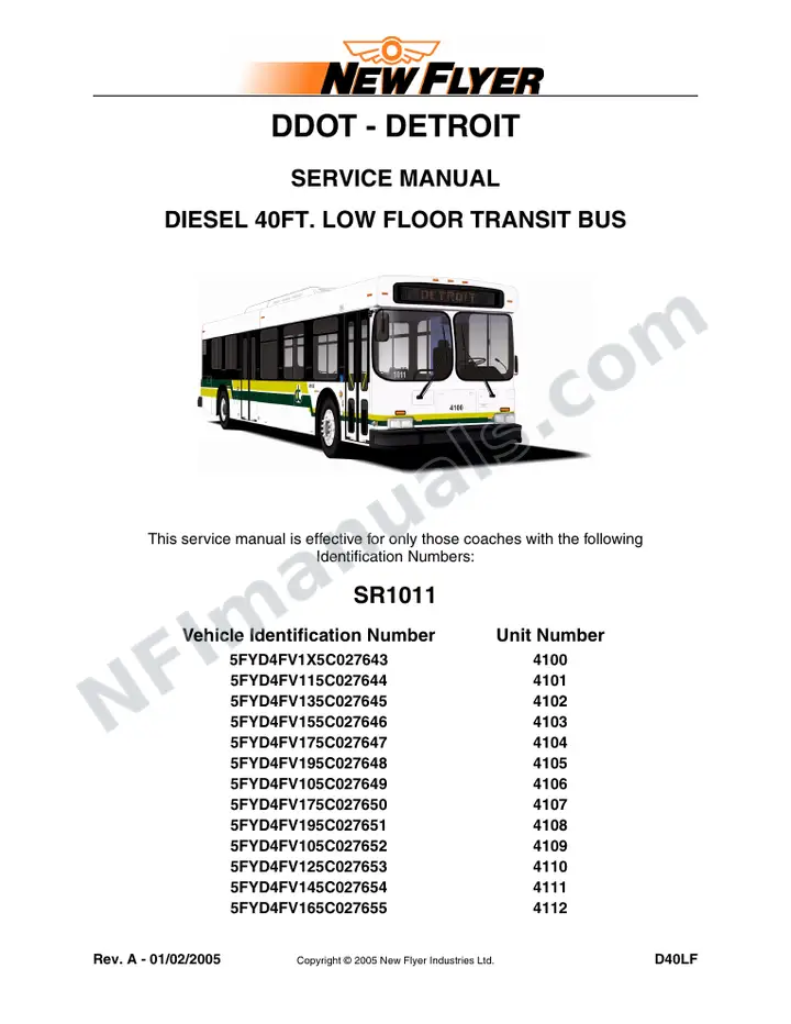 SR1011 Service Manual, DDOT - Detroit first-page preview