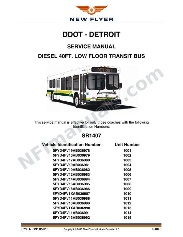 SR1407 Service Manual, DDOT - Detroit first-page preview