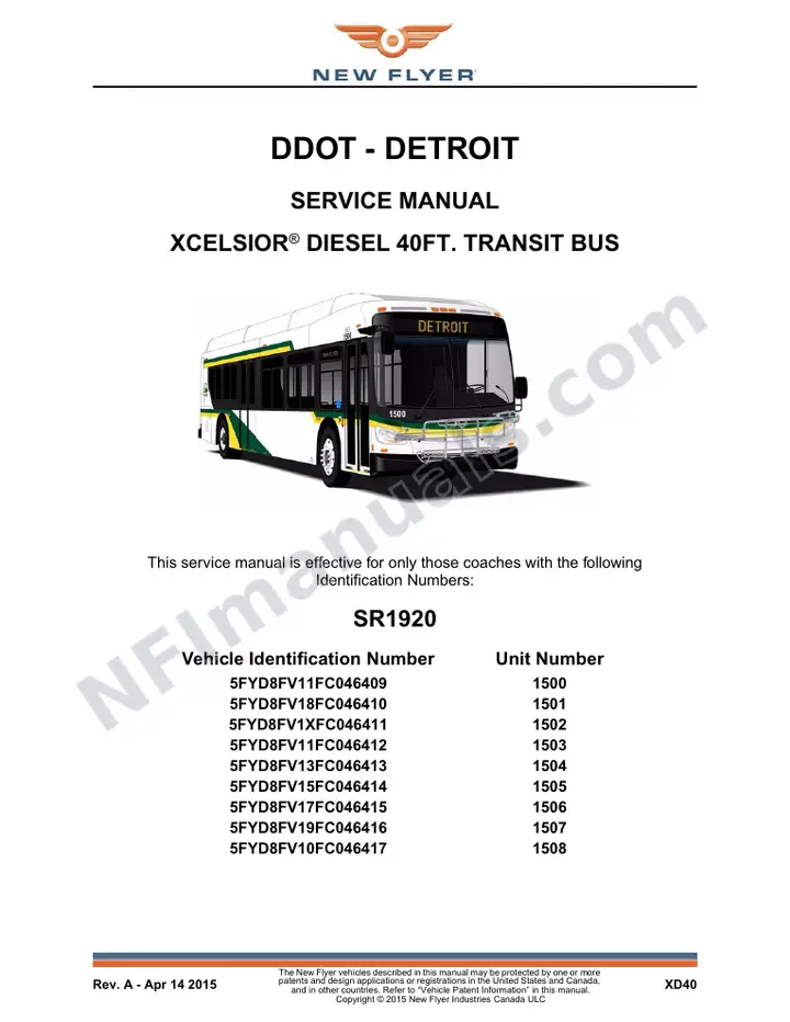 SR1920 Service Manual, DDOT - Detroit first-page preview