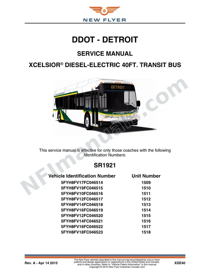 SR1921 Service Manual, DDOT - Detroit first-page preview