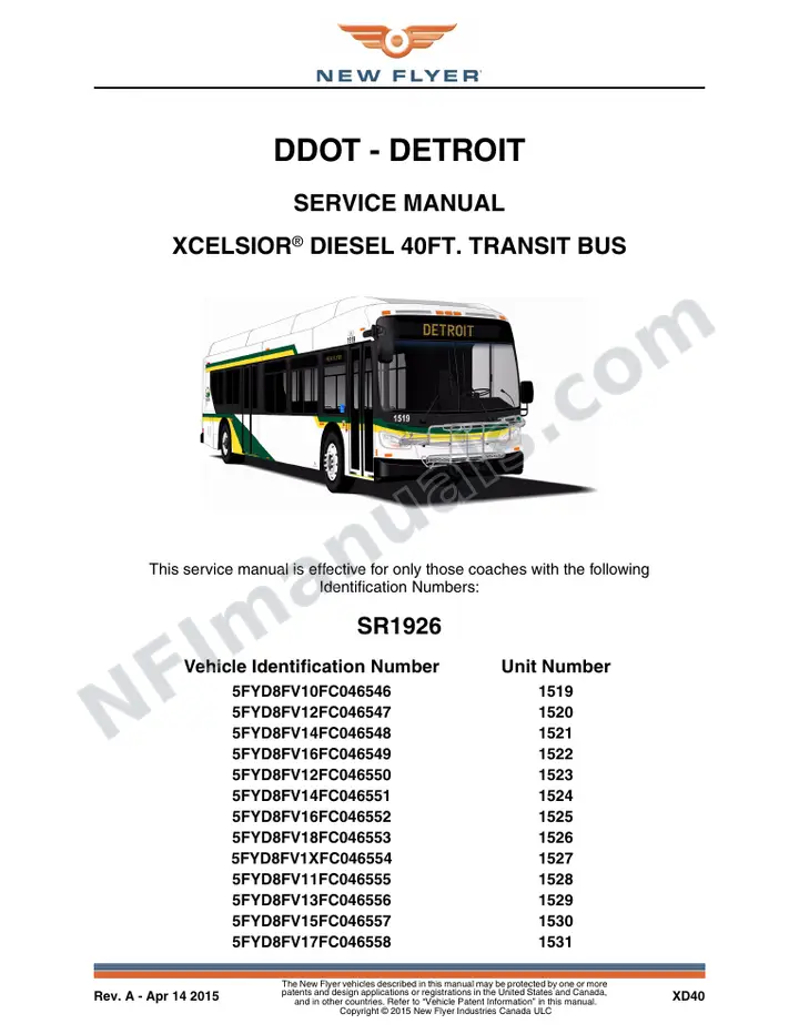 SR1926 Service Manual, DDOT - Detroit first-page preview