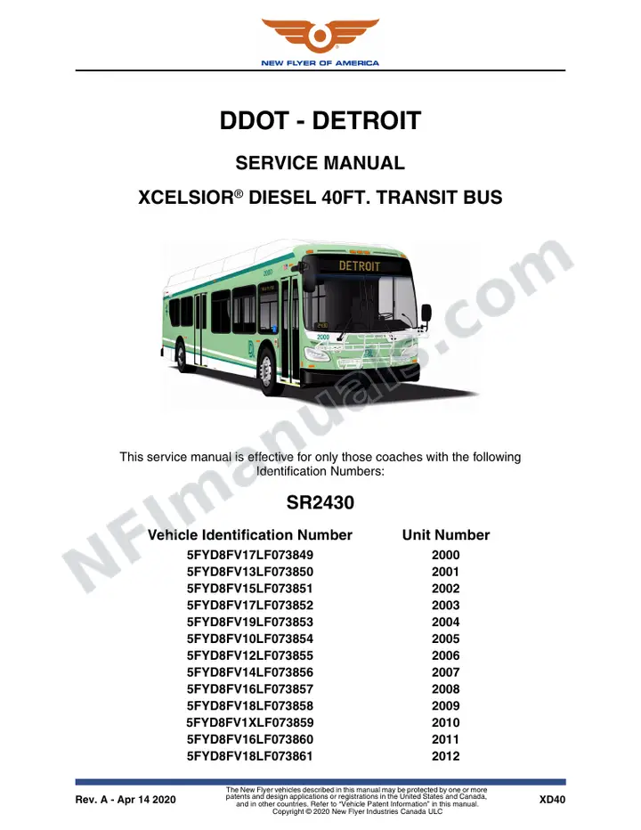 SR2430 Service Manual, DDOT - Detroit first-page preview