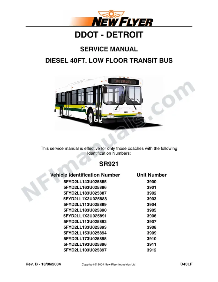 SR921 Service Manual, DDOT- Detroit first-page preview