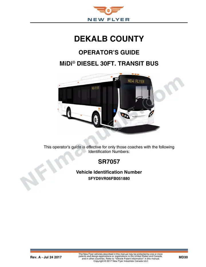New Flyer MD30 Manual Package - Dekalb County included manual preview
