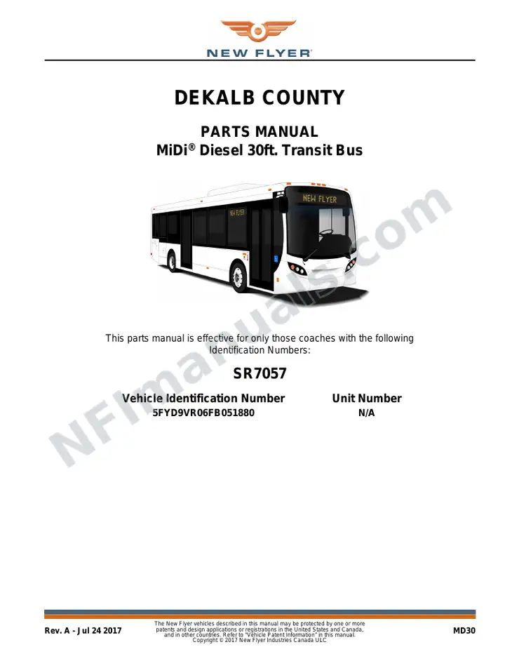 SR7057 Parts Manual, Dekalb County first-page preview