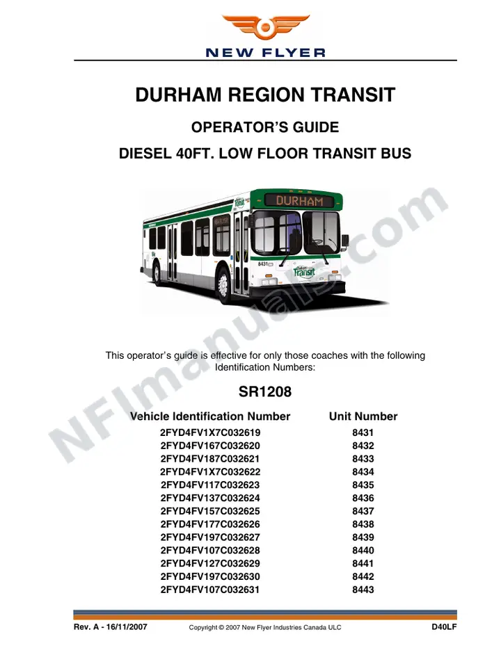 SR1208 Operator's Guide, Durham Region Transit first-page preview