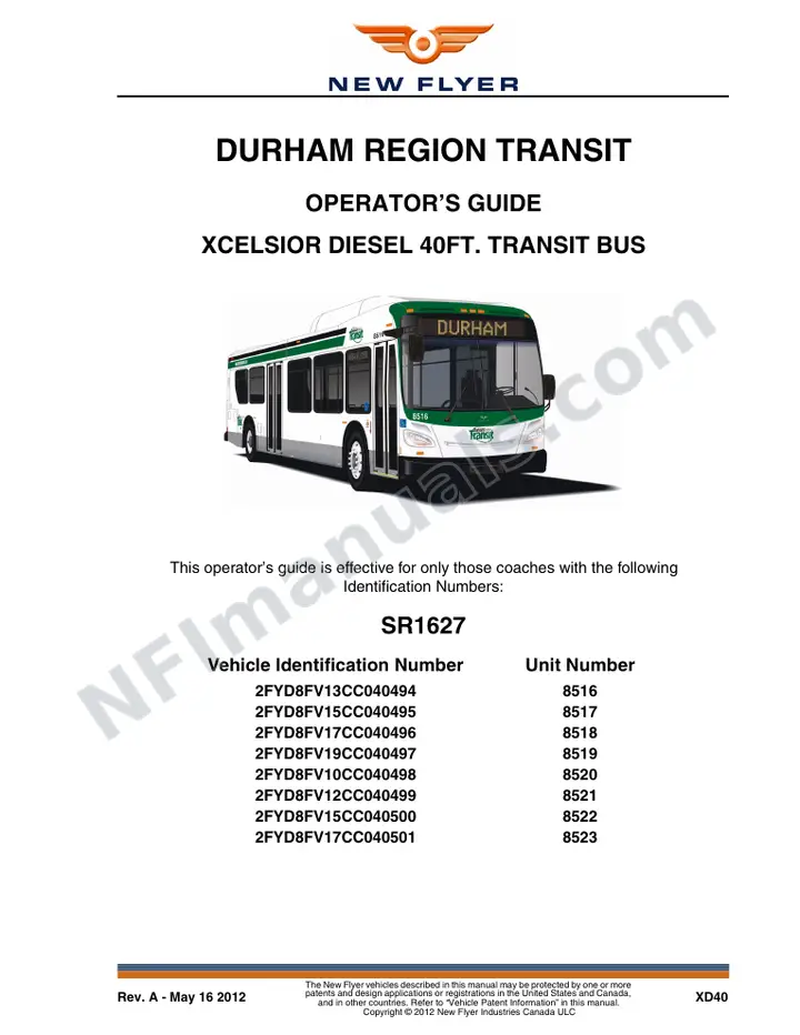 SR1627 Operator's Guide, Durham Region Transit first-page preview