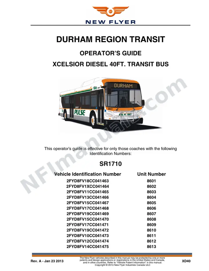 SR1710 Operator's Guide, Durham Region Transit first-page preview