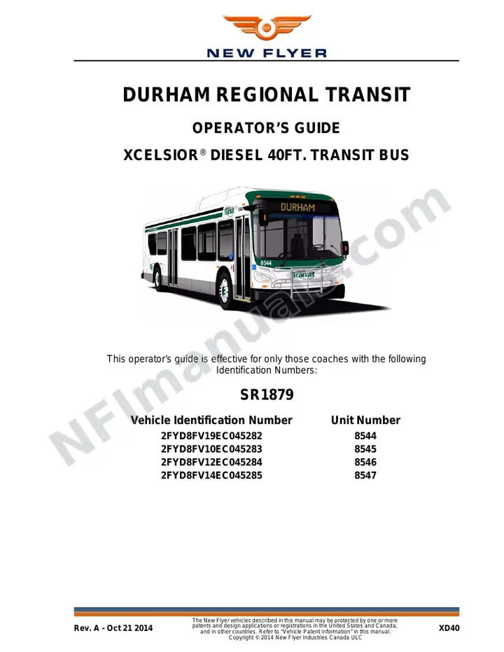 SR1879 Operator's Guide, Durham Regional Transit first-page preview