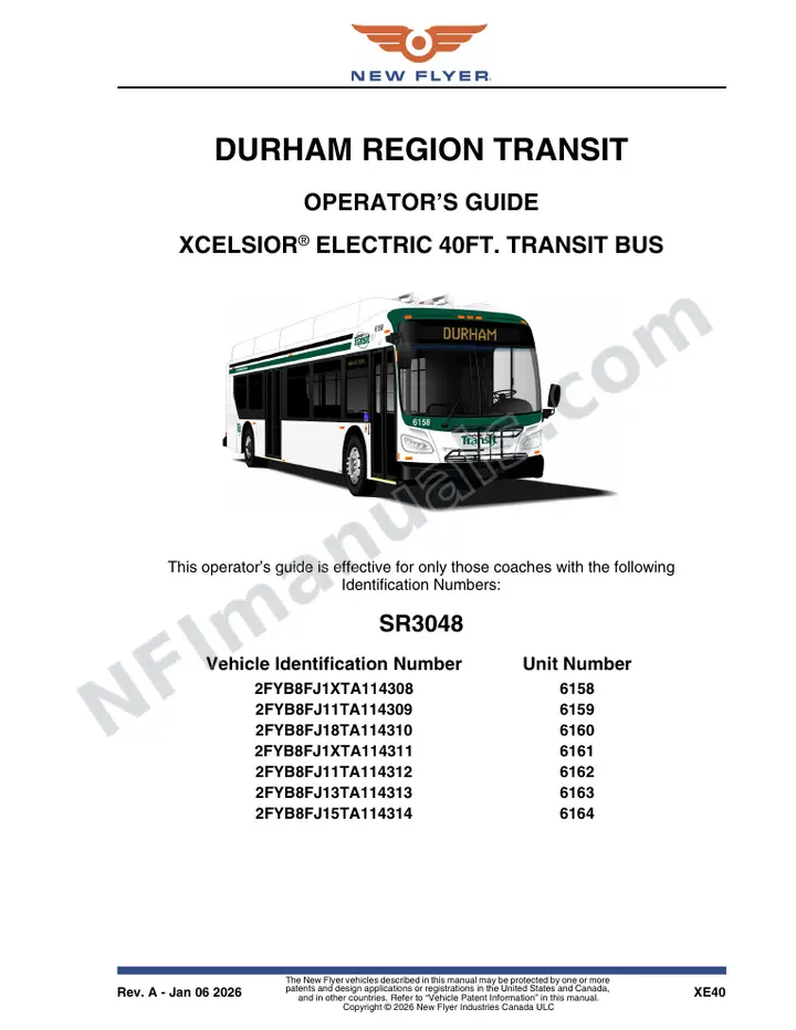 New Flyer XE40 Manual Package - Durham Region Transit included manual preview